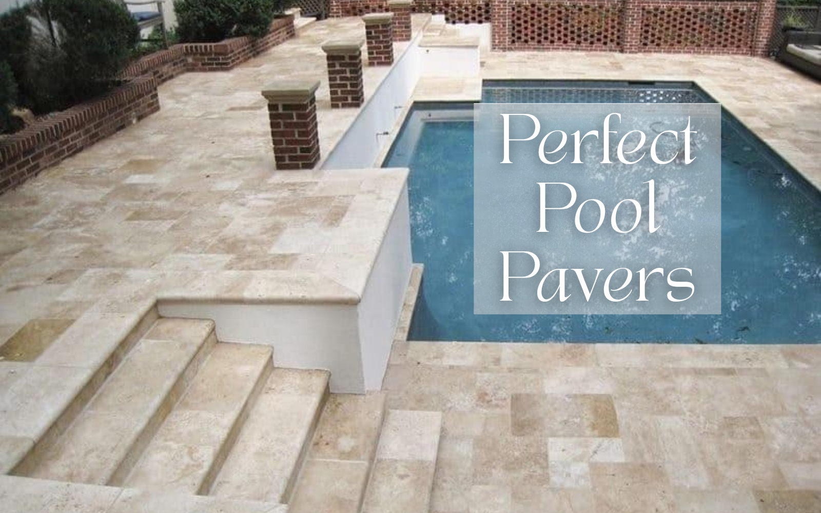 Travertine pool deck with natural stone pavers in Florida home