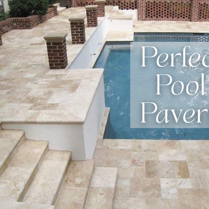 Travertine pool deck with natural stone pavers in Florida home