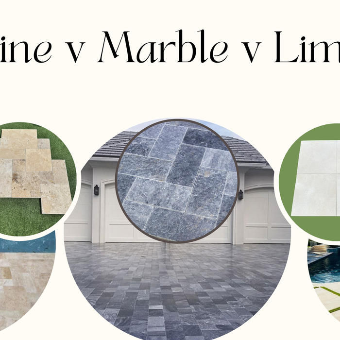 Travertine vs marble vs limestone side-by-side comparison