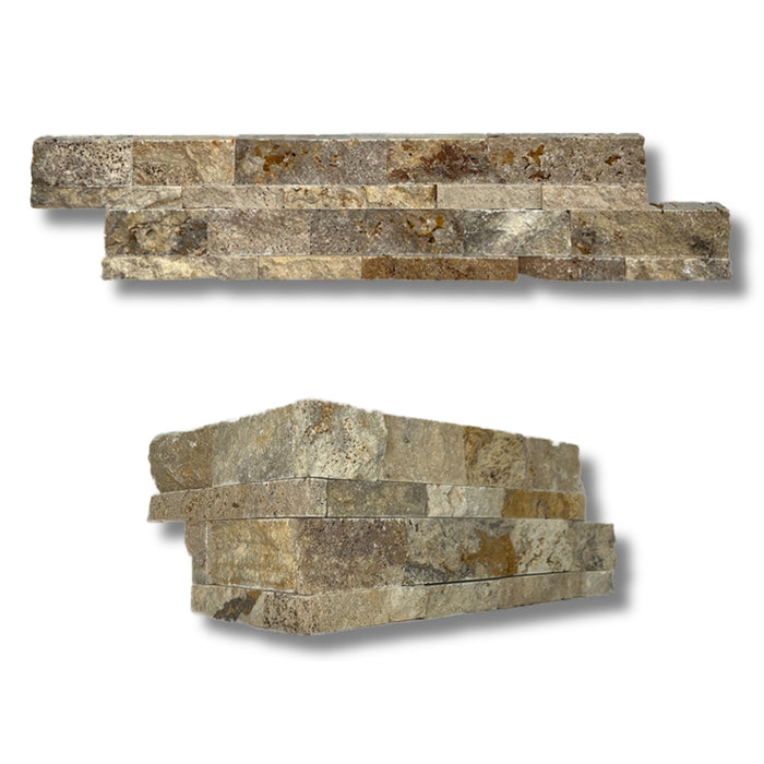 Autumn Blend Travertine 6 x 24 Split Face Ledger Panel