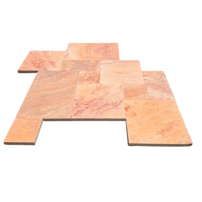 Autumn Blend Travertine French Pattern Paver Tumbled
