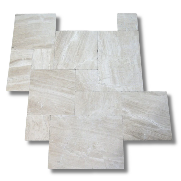 Avorio Travertine French Pattern Tumbled Paver