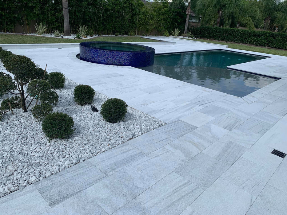 Bianco White Marble 6 x 12 Sandblasted and Brushed Paver