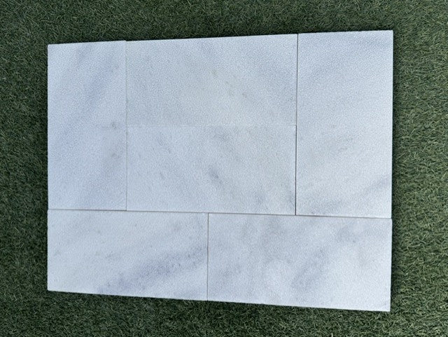 Bianco White Marble Paver 6X12 Sandblasted and Brushed (VC)