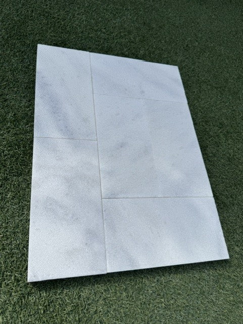 Bianco White Marble Paver 6X12 Sandblasted and Brushed (VC)