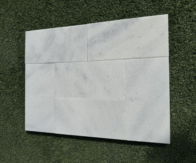Bianco White Marble Paver 6X12 Sandblasted and Brushed (VC)