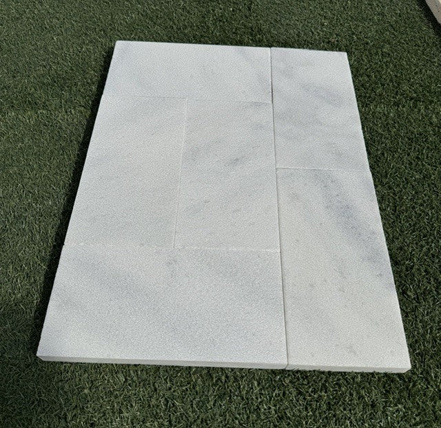 Bianco White Marble Paver 6X12 Sandblasted and Brushed (VC)