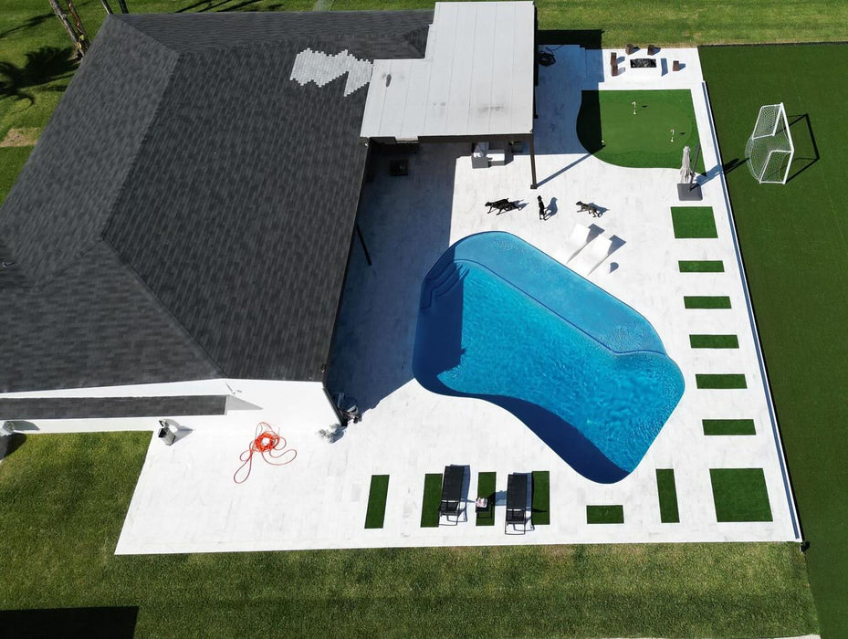 Bianco White Marble Sandblasted Brushed French Pattern Paver