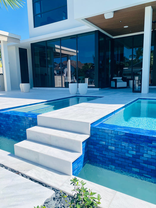 Bianco White Marble Sandblasted Brushed French Pattern Paver