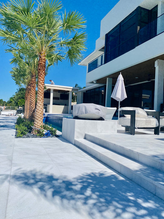 Bianco White Marble Sandblasted Brushed French Pattern Paver