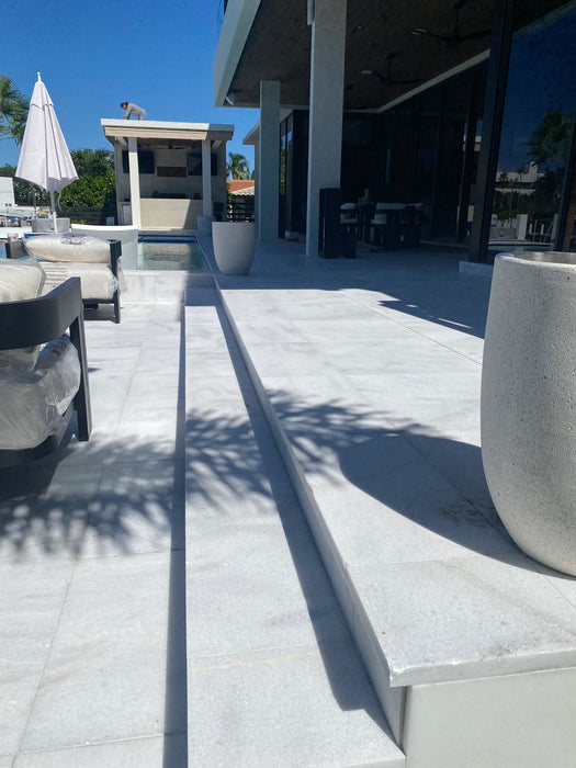 Bianco White Marble Sandblasted Brushed French Pattern Paver