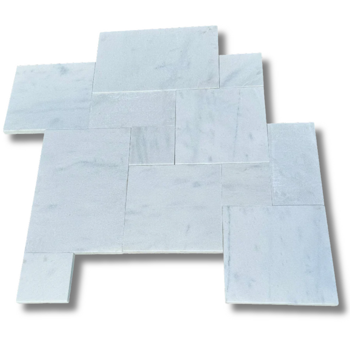 Bianco White Marble Sandblasted Brushed French Pattern Paver