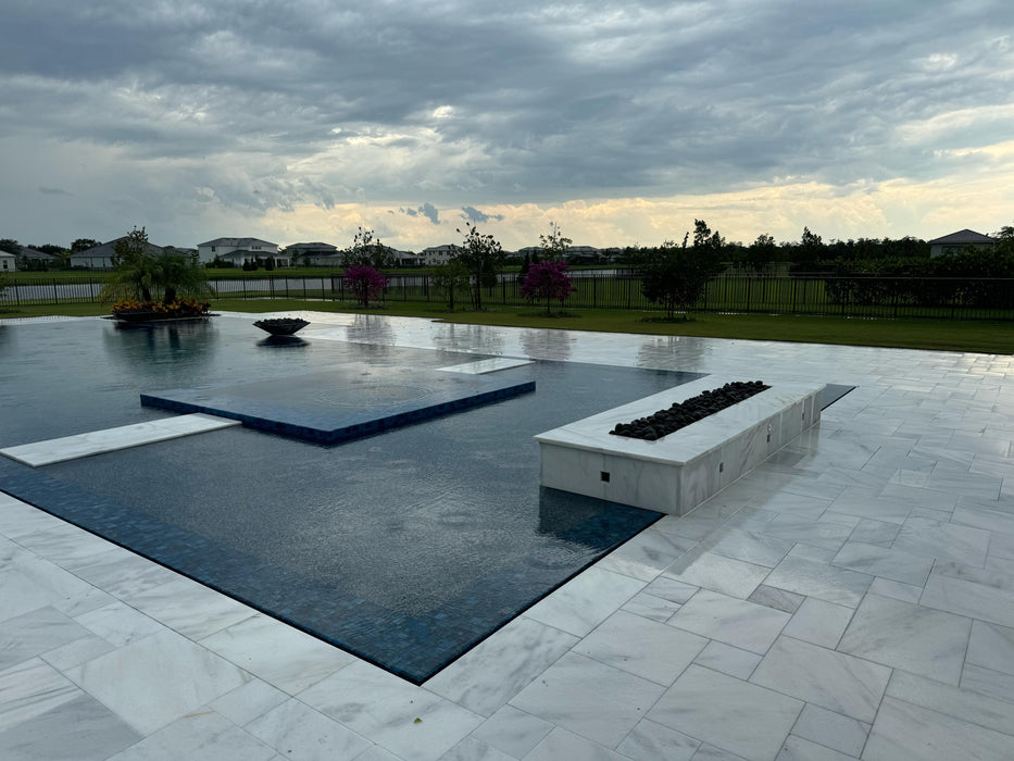 Bianco White Marble Sandblasted Brushed French Pattern Paver