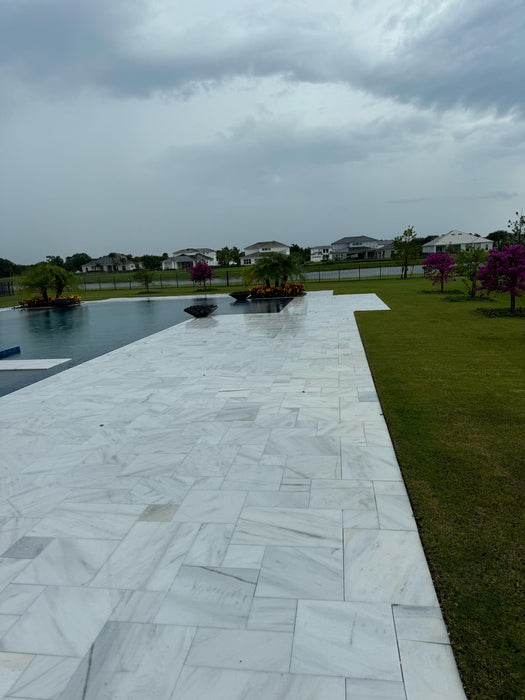 Bianco White Marble Sandblasted Brushed French Pattern Paver