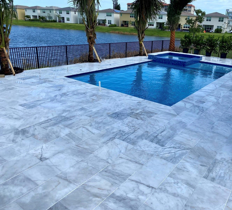 Carrera Marble 12 x 24 Tumbled Paver