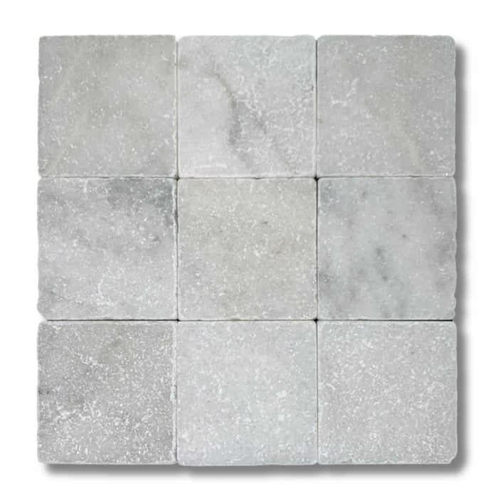 Carrera Marble 4 x 4 Tumbled Mosaic Tile