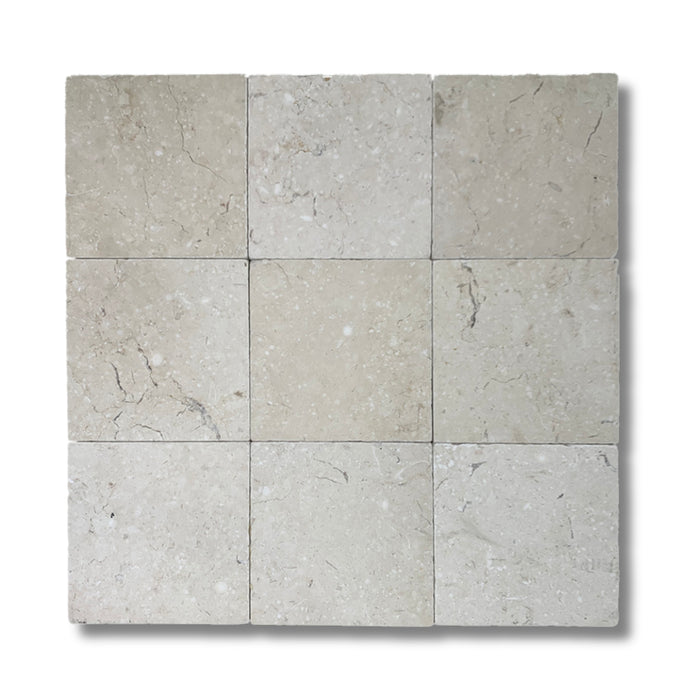Galala Cream 4 x 4 Tumbled Mosaic Tile