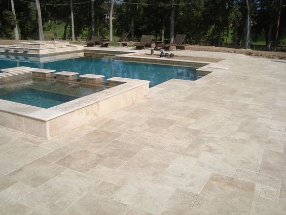 Ivory Travertine 12 x 12 Tumbled Pool Coping