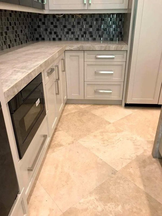 Ivory Travertine 24 x 24 Filled and Honed Tile