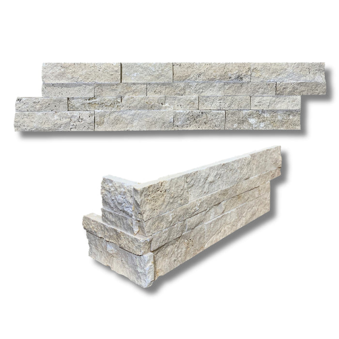 Ivory Travertine 6 x 24 Split Face Ledger Panel