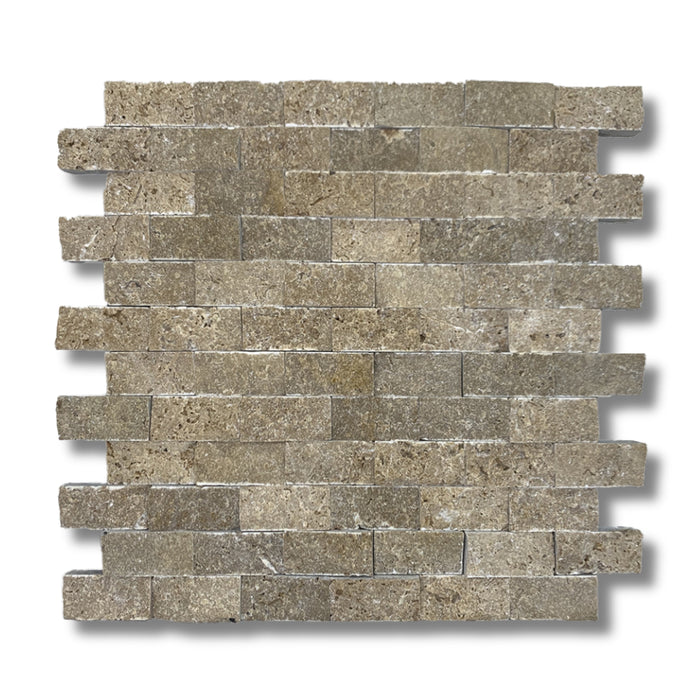 Noche Travertine 1 x 2 Split Face Mosaic Tile