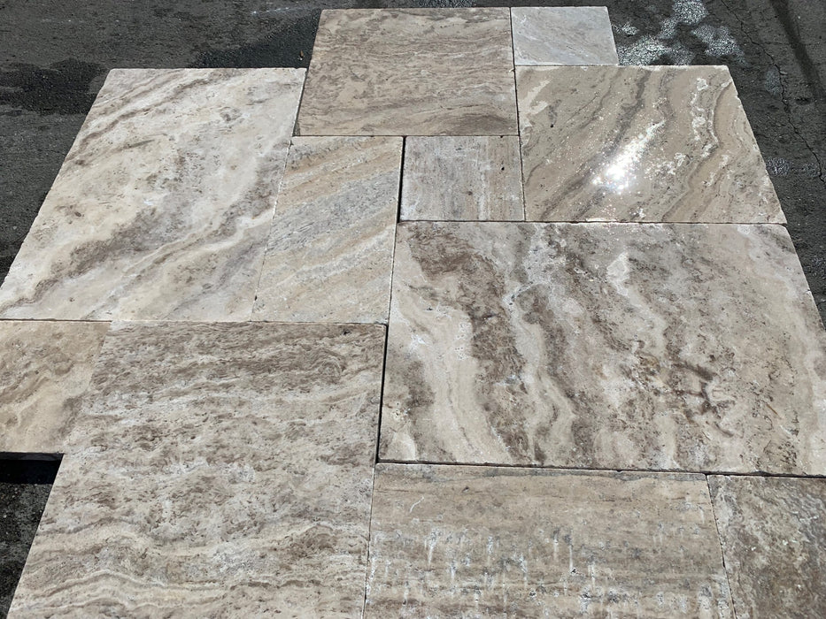 Philadelphia Travertine French Pattern Tumbled Paver