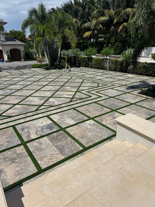 Silver Travertine Paver 24 x 24 Tumbled