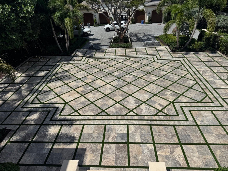 Silver Travertine Paver 24 x 24 Tumbled