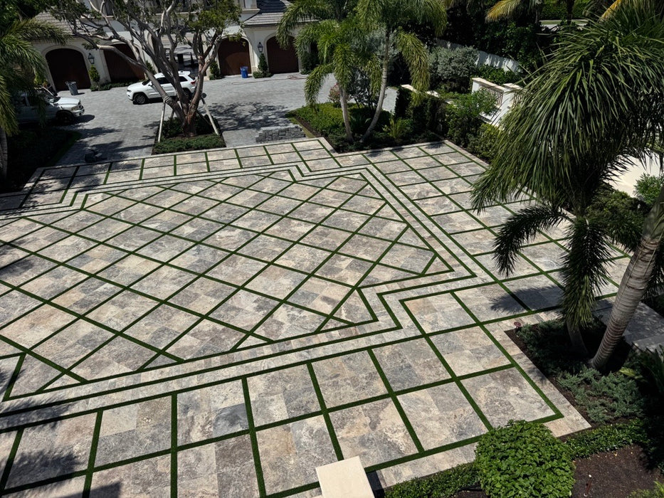 Silver Travertine Paver 24 x 24 Tumbled