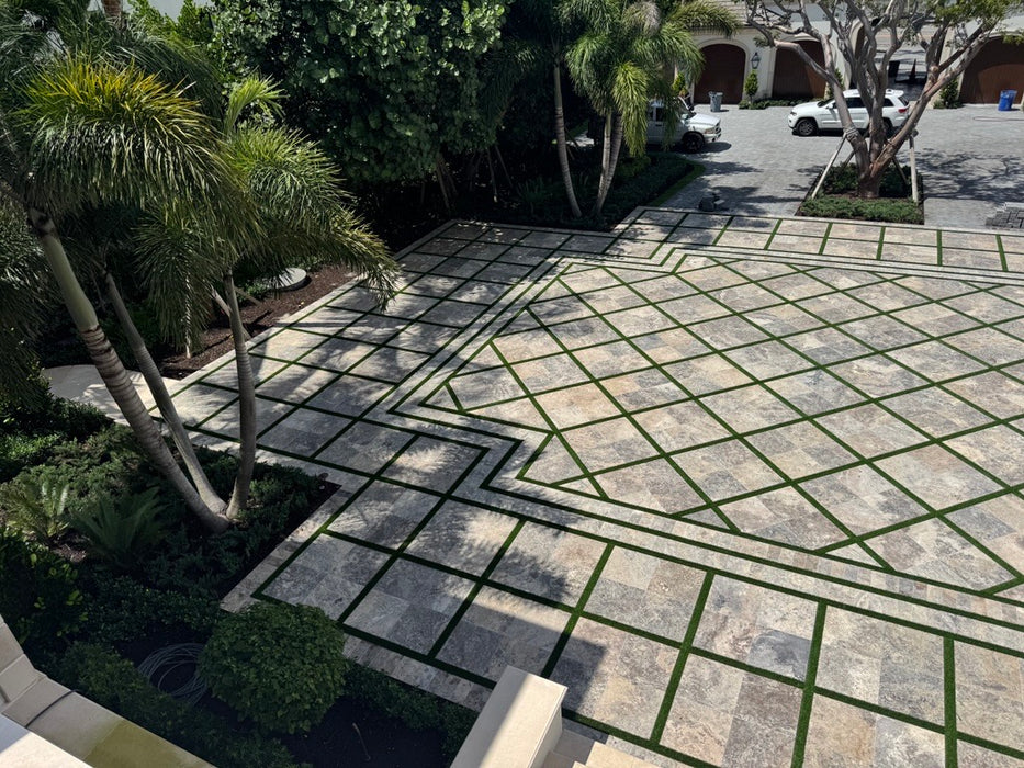 Silver Travertine Paver 24 x 24 Tumbled