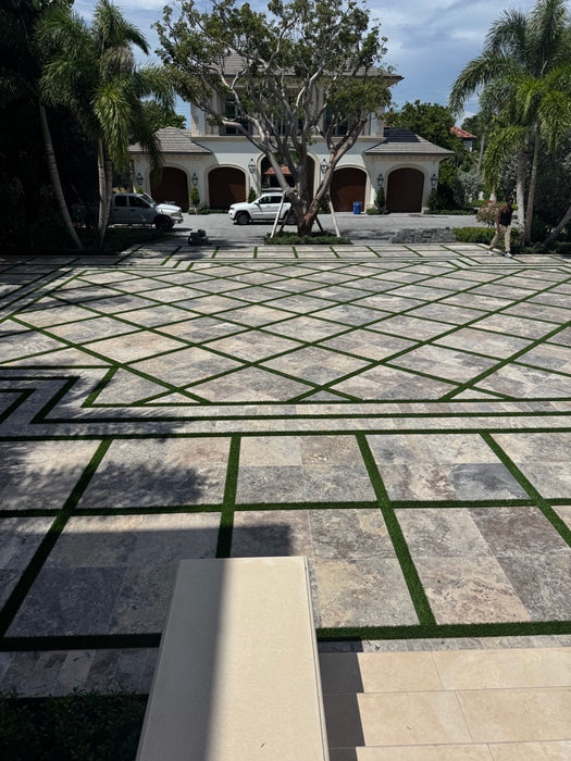 Silver Travertine Paver 24 x 24 Tumbled