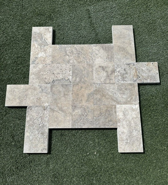 Silver Travertine Paver 6 x 12 Tumbled