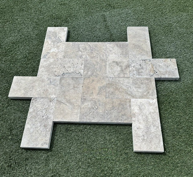 Silver Travertine Paver 6 x 12 Tumbled