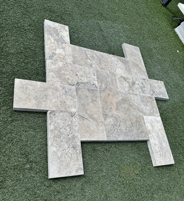 Silver Travertine Paver 6 x 12 Tumbled