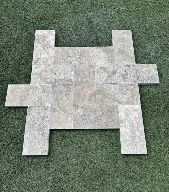 Silver Travertine Paver 6 x 12 Tumbled