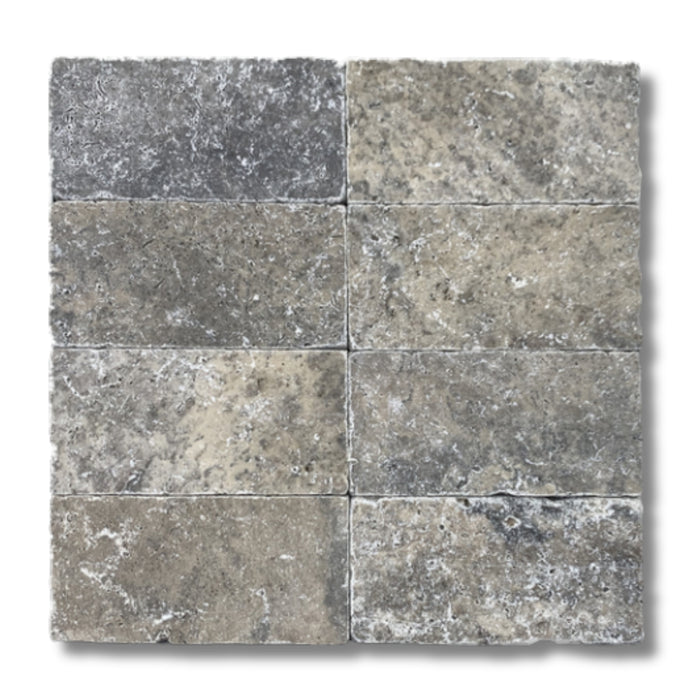 Silver Travertine 3 x 6 Tumbled Mosaic Tile