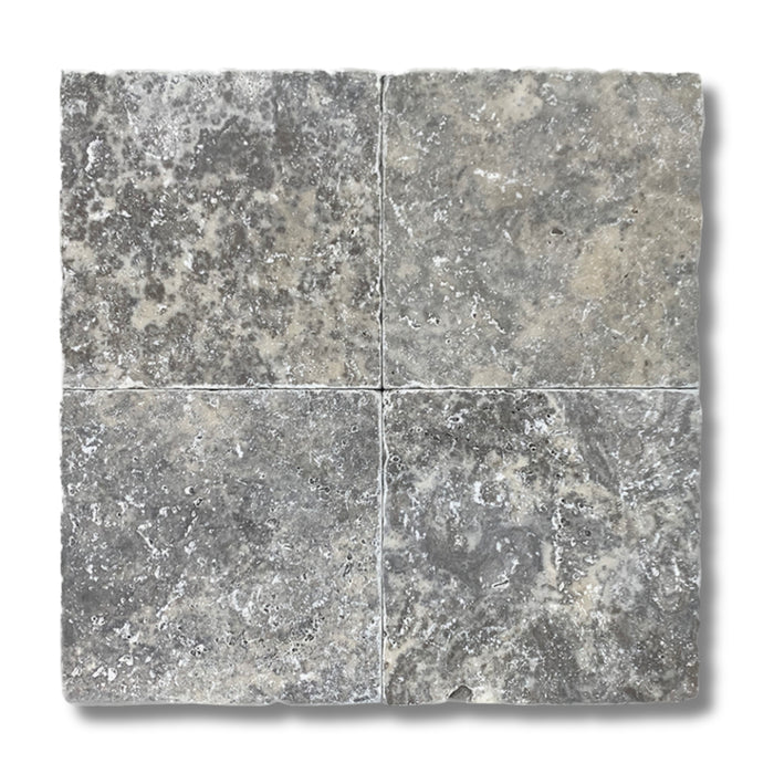 Silver Travertine 6 x 6 Tumbled Mosaic Tile