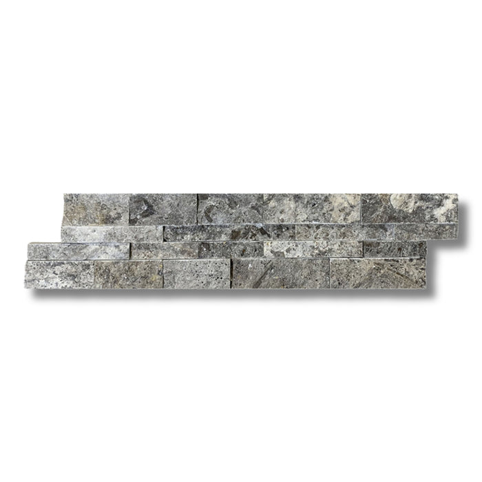 Silver Travertine 6 x 24 Split Face Ledger Panel