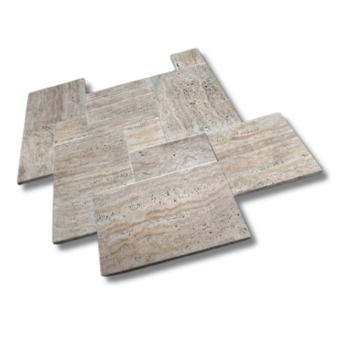 Silverado Vein Cut Travertine French Pattern Tumbled Paver