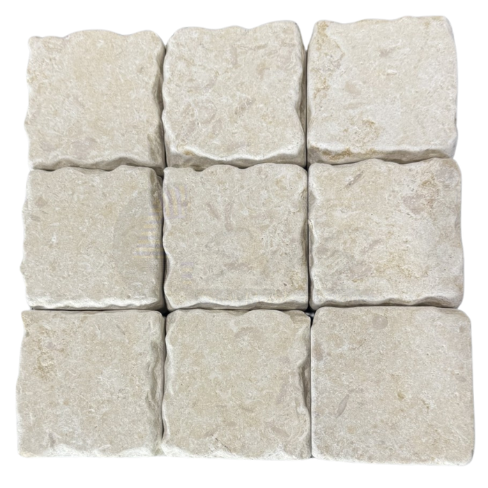 Tumbled Shellstone Sinai Shell Tumbled Cobblestone Pavers 4 x 4 x 5 cm — Sinai Marble and ...