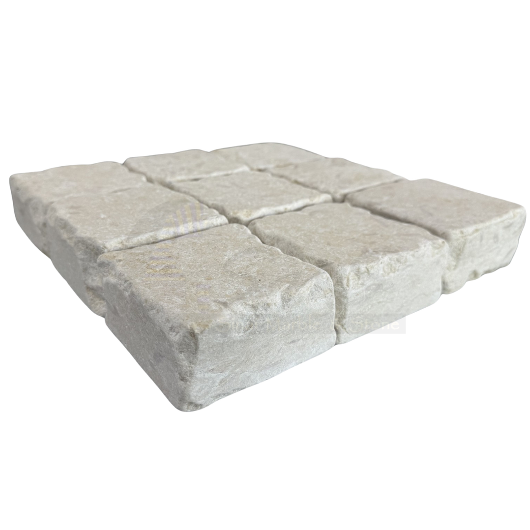Sinai Shell Tumbled Cobblestone Pavers 4 x 4 x 5 cm — Sinai Marble and ...