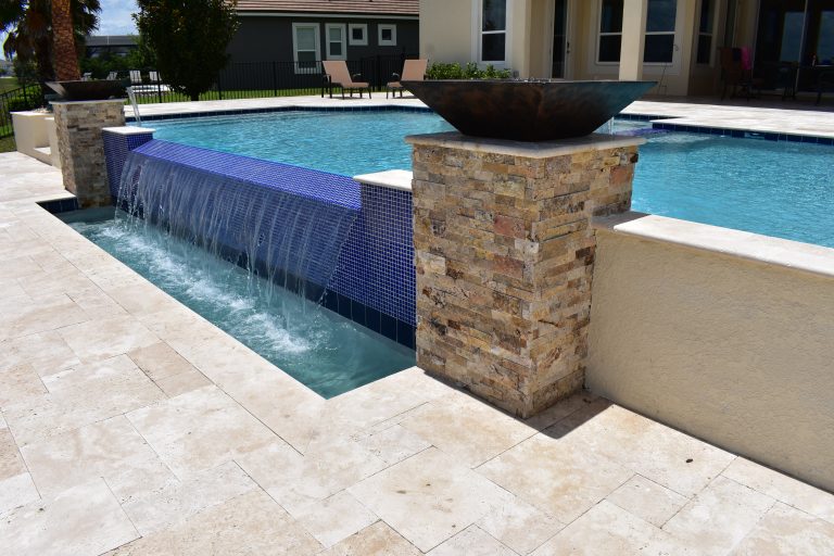 Ivory Travertine 12 x 12 Tumbled Pool Coping