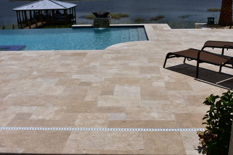 Ivory Travertine French Pattern Tumbled Paver