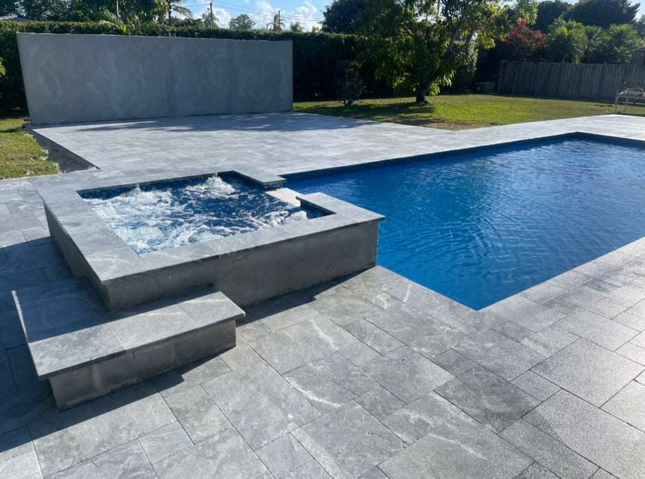 Gray Blue Tahoe French Pattern Sandblasted Paver