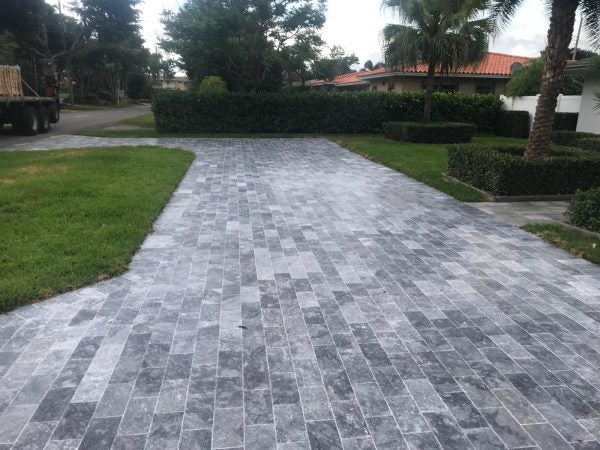 Gray Blue Tahoe French Pattern Tumbled Paver