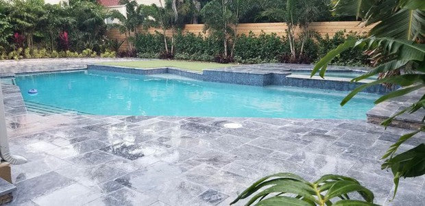 Gray Blue Tahoe French Pattern Tumbled Paver