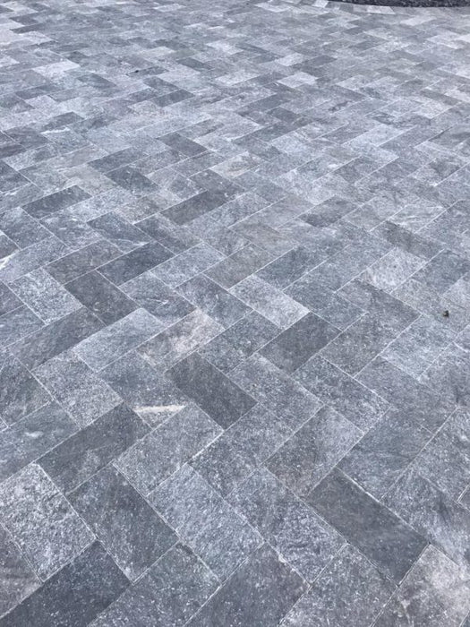 Gray Blue Tahoe French Pattern Tumbled Paver