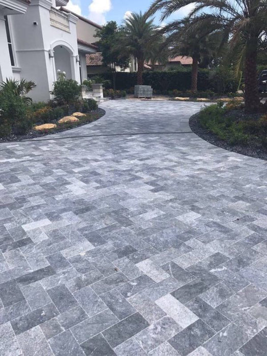 Gray Blue Tahoe French Pattern Tumbled Paver