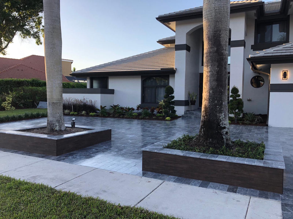 Gray Blue Tahoe French Pattern Tumbled Paver