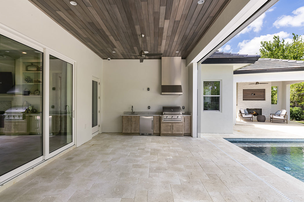 White Sea Shell Limestone French Pattern Tumbled Paver